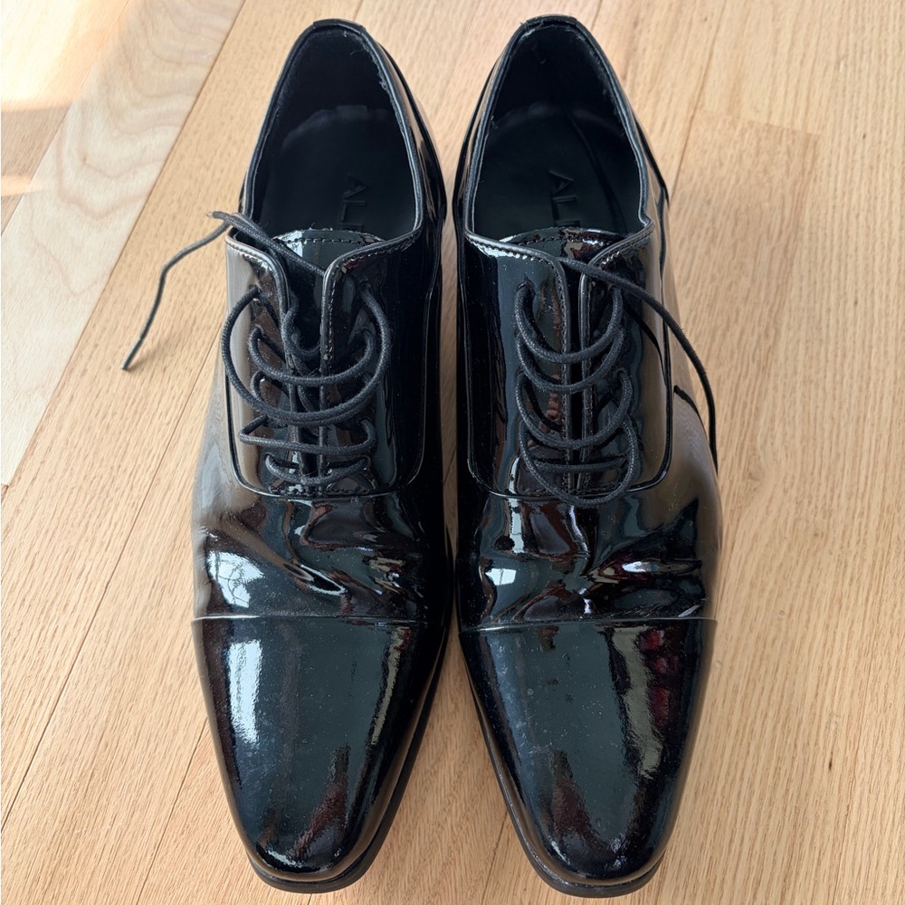Aldo Men’s Black Patent Leather Dress Shoes Size 9 Cap Toe Formal Wedding Prom